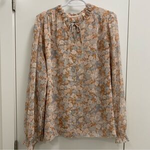 Wilfred Alexis blouse Floral Long Sleeve Blouse women’s XL summer dating blouse